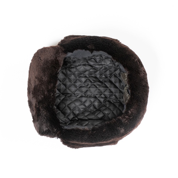 HARRICANA Par Mariouche Upcycled Sheared Beaver Vintage Chapka Hat Brown/Purple - Picture 5 of 8